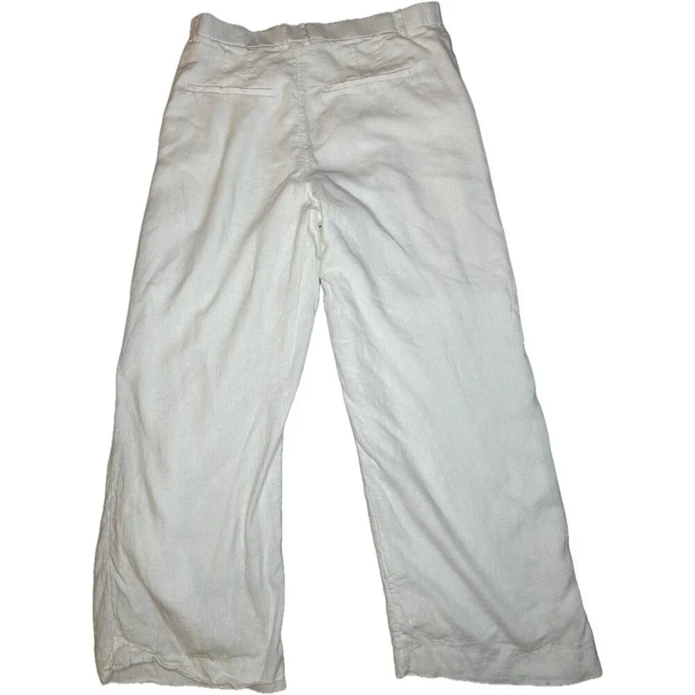 Abercrombie Fitch Women’s Tailored Linen-Blend Wide Leg Pants White 12 L 31x28 - Picture 3 of 9